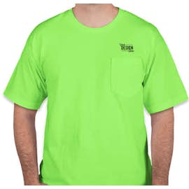 Bayside USA-Made 100% Cotton Pocket T-shirt - Color: Lime Green