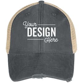 Adams Pigment Dyed Distressed Trucker Hat - Color: Navy / Tan