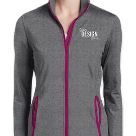 Sport-Tek Women's Sport-Wick Stretch Full Zip Jacket - Color: Charcoal Grey Heather / Pink Rush