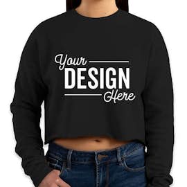 Bella + Canvas Women's Drop Shoulder Cropped Crewneck Sweatshirt - Color: Black