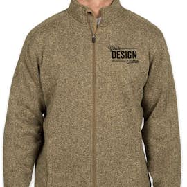 Devon & Jones Full Zip Sweater Fleece Jacket - Color: Khaki Heather
