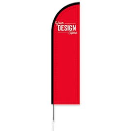 Full Color 8' Feather Flag with Ground Stake - Color: Red