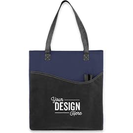 Promotional Non-Woven Pocket Convention Tote - Color: Navy Blue