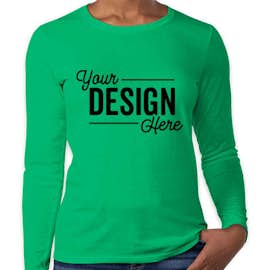 Gildan Women's 100% Cotton Long Sleeve T-shirt - Color: Irish Green