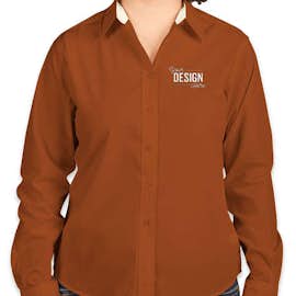 Port Authority Women's Long Sleeve Easy Care Shirt - Color: Texas Orange/Light Stone