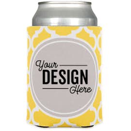 Moroccan Tile Foldable Can Cooler - Color: Yellow / Ice Grey