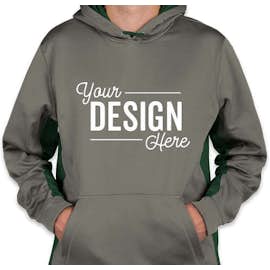 Sport-Tek Colorblock Performance Pullover Hoodie - Color: Dark Smoke Grey / Forest Green