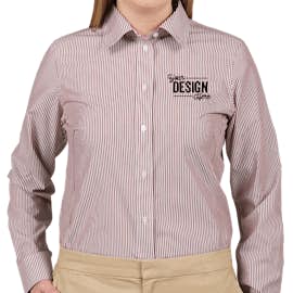 Devon & Jones Women's Banker Stripe Dress Shirt - Color: Burgundy