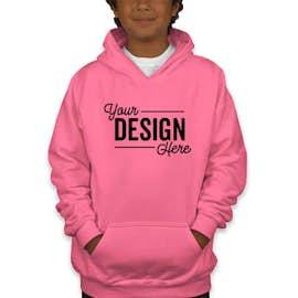 Gildan Youth Midweight 50/50 Pullover Hoodie - Color: Safety Pink