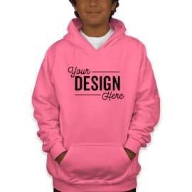 Gildan Youth Midweight 50/50 Pullover Hoodie - Color: Safety Pink