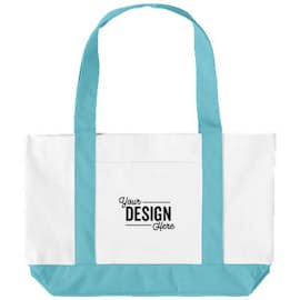 Medium Poly Boat Tote - Color: White / Light Blue