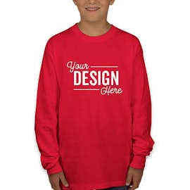 Hanes Youth Authentic Long Sleeve T-shirt - Color: Athletic Red