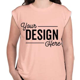 Bella + Canvas Women's Flowy Rolled Cuff T-shirt - Color: Peach