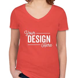 Canada - Threadfast Women's Slim Fit Lightweight V-Neck Pigment Dyed T-shirt - Color: Red